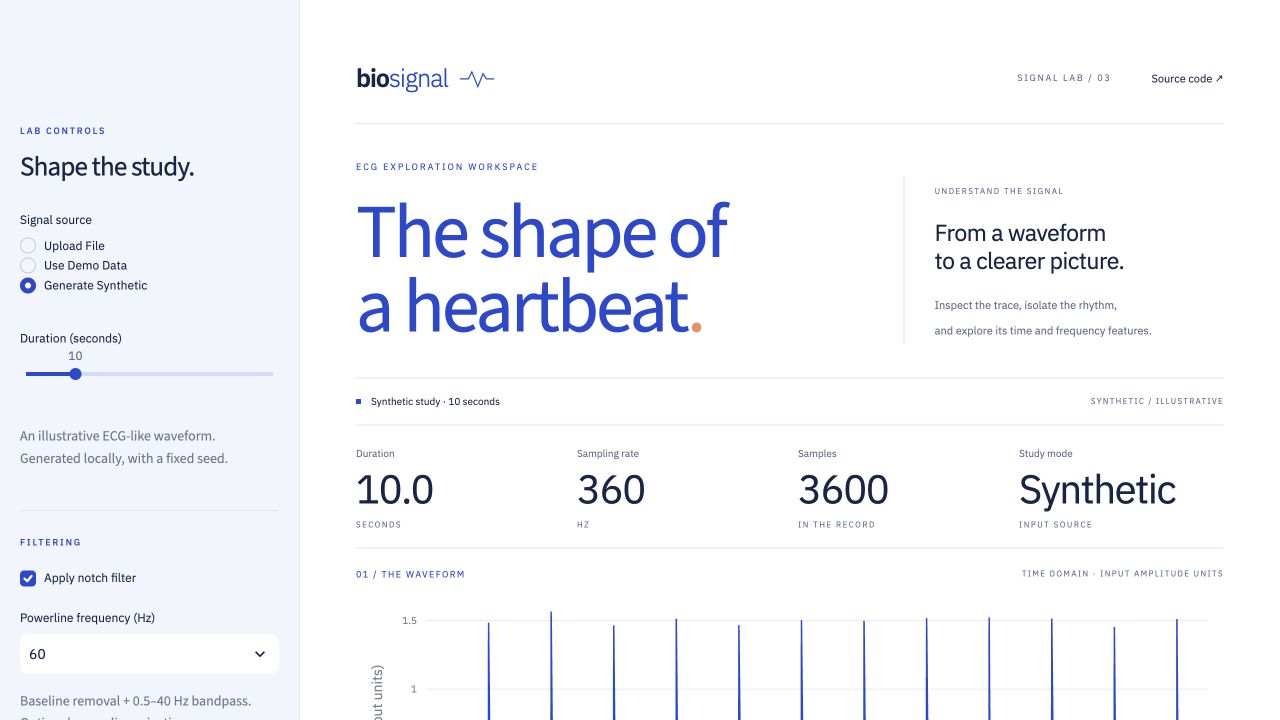 BioSignal Analyzer application screenshot from the October 2026 refresh